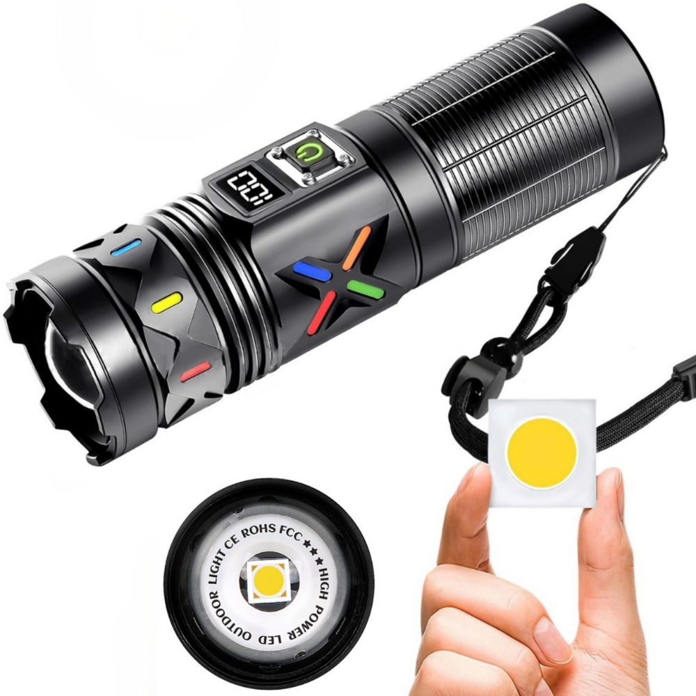 Tactical Flashlight Rechargeable - Lampe de poche LED haute puissance,
