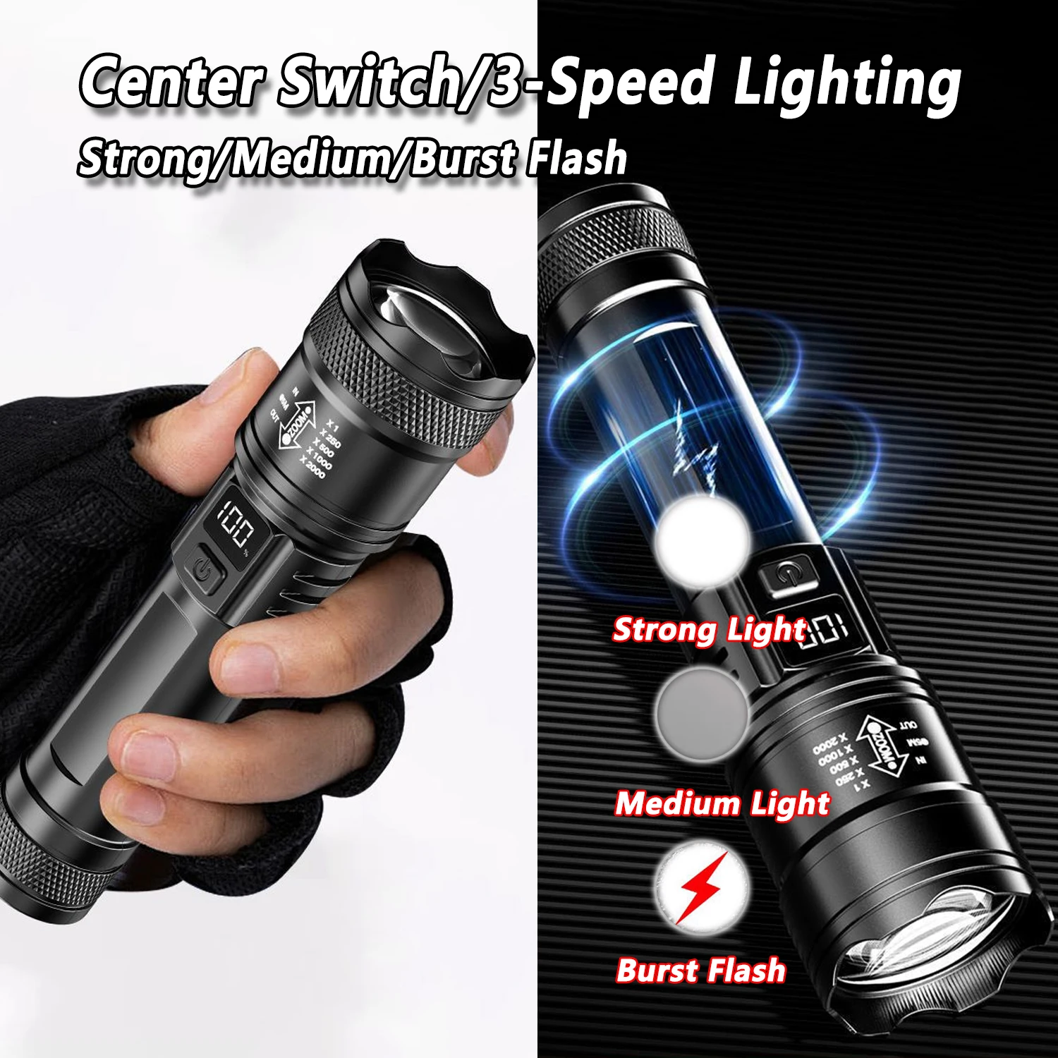 TY-908M lampe de poche LED 200 - Tactical Flashlight Rechargeable avis et prix