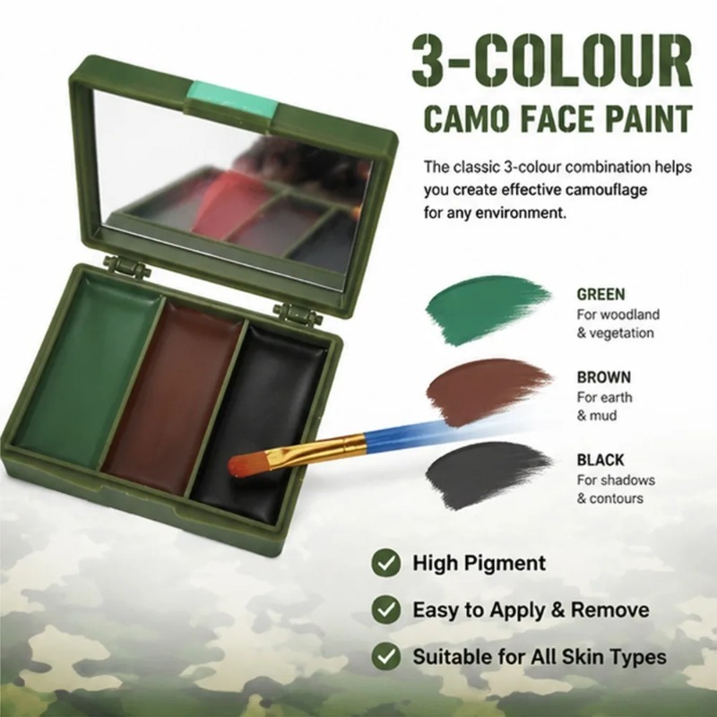 Peinture camouflage visage 3 c - Camo Face Paint avis et prix